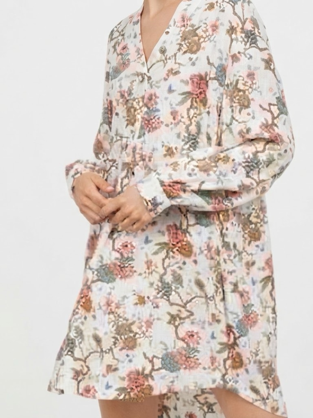 H&M| Lightweight Ivory GP & J BAKER X H&M Oriental Bird Floral Print Dress Sz 10